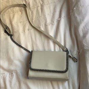 Beige/ Cream leather crossbody bag